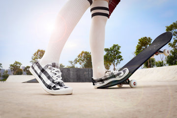 stq-girl-skateboarding-in-canvas-casual-shoes-plaid-slip-on