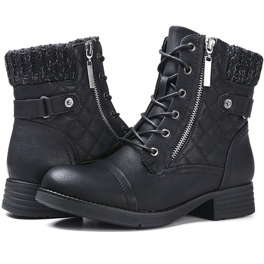 STQ Women's Combat Boots Lace up Ankle Booties