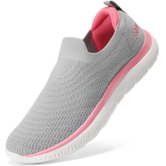 STQ Walking Shoes for Women Arch Support Comfort Lightweight Slip on Sneakers with Memory Foam