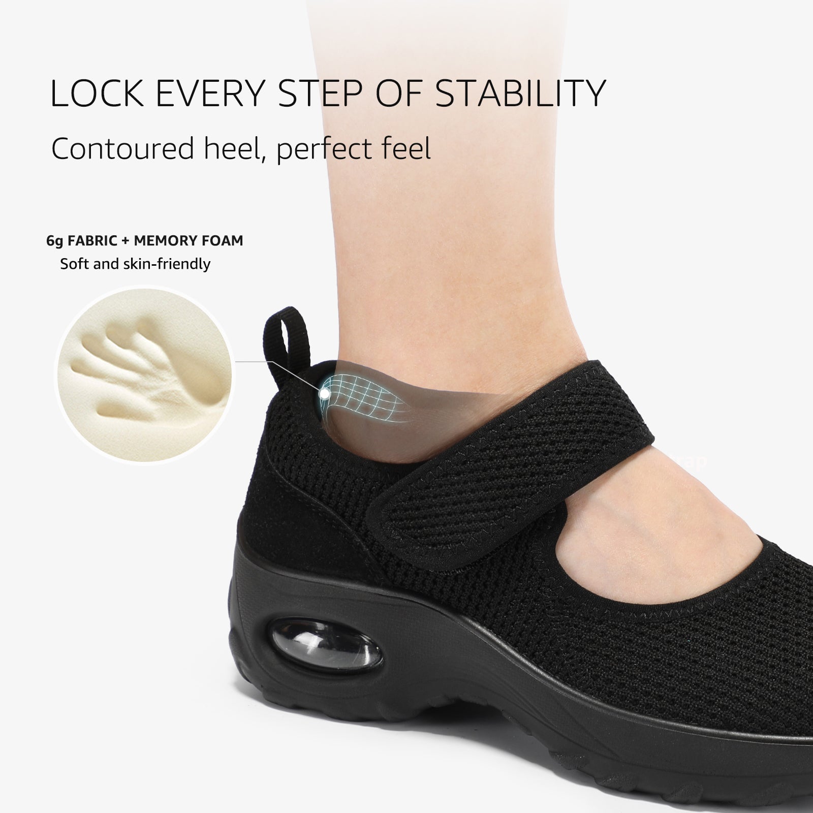 STQ Womens Walking Shoes Non Slip Orthopedic Shoes Adjustable Mary Jan
