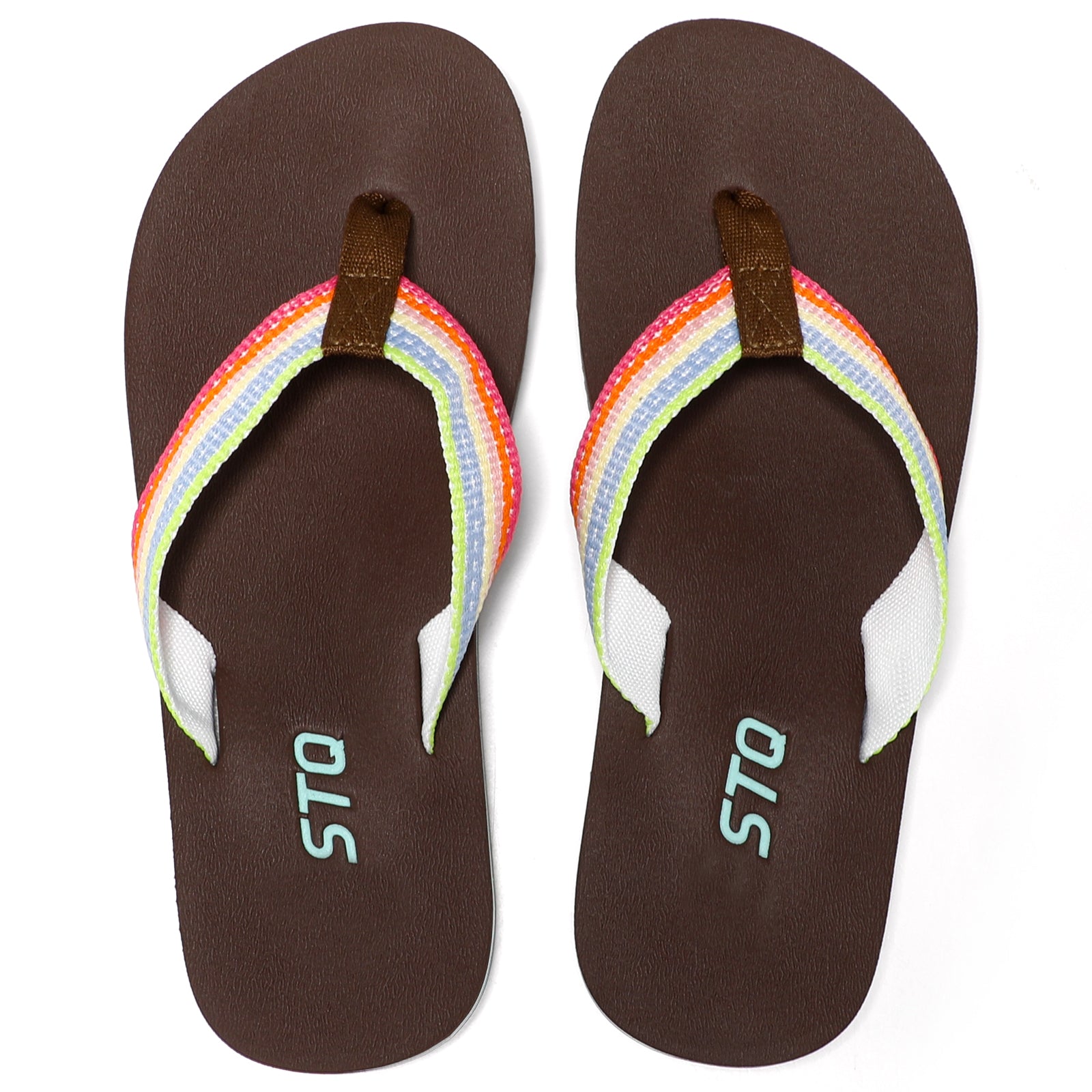 STQ Women's Memory Foam Flip Flops - Arch Support Sandals For Walking & Beach