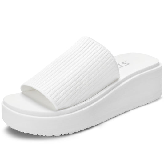 STQ Platform Sandals Women Cute Chunky Slides with Comfort Memory Foam