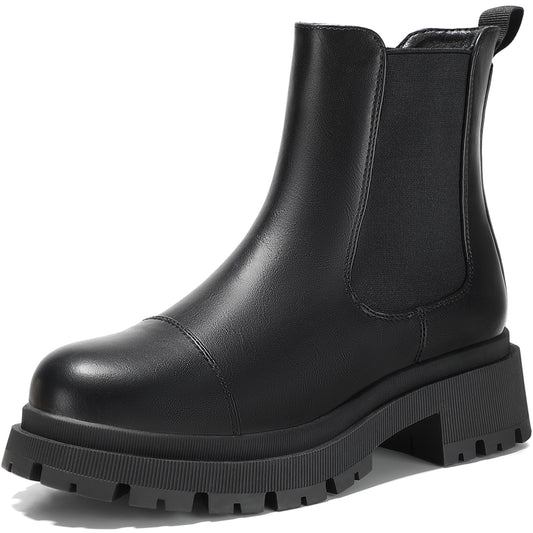 Bacia Chelsea Boots Women Lug Sole Ankle Boots Chunky Heel Slip On Booties