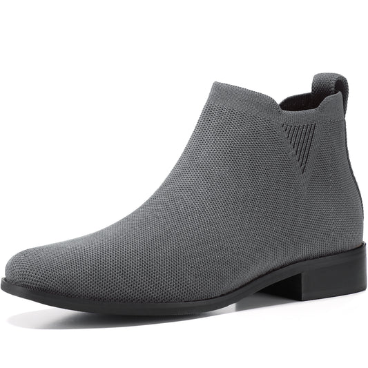 Bacia Sock Ankle Boots for Women Square Toe Slip on Short Chelsea Boots Low Heel Fall Booties