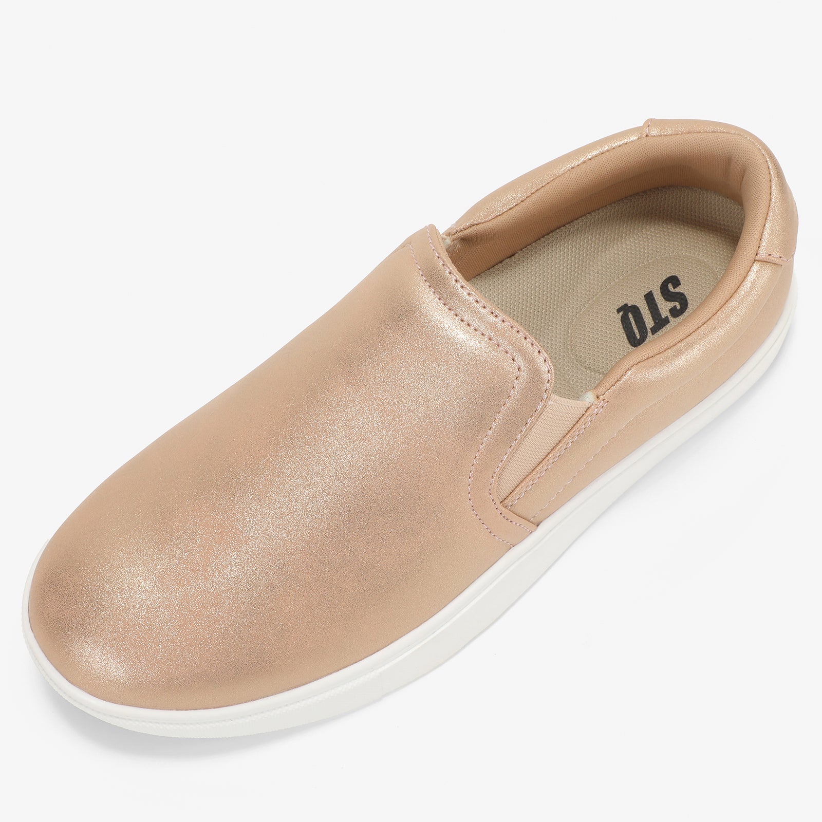 STQ Champagne Gold Women's Shoes With Comfortable Soft Sole Loafers Casual Breathable Lazy Shoes Flat Soled Shoes 6
