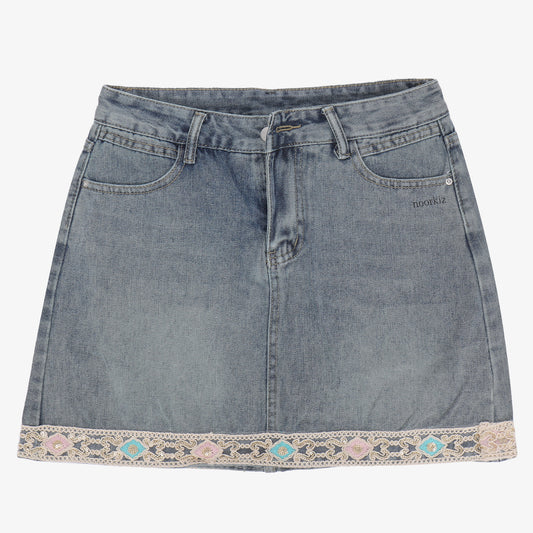 Noorkiz Embroidered hem women's denim skirt
