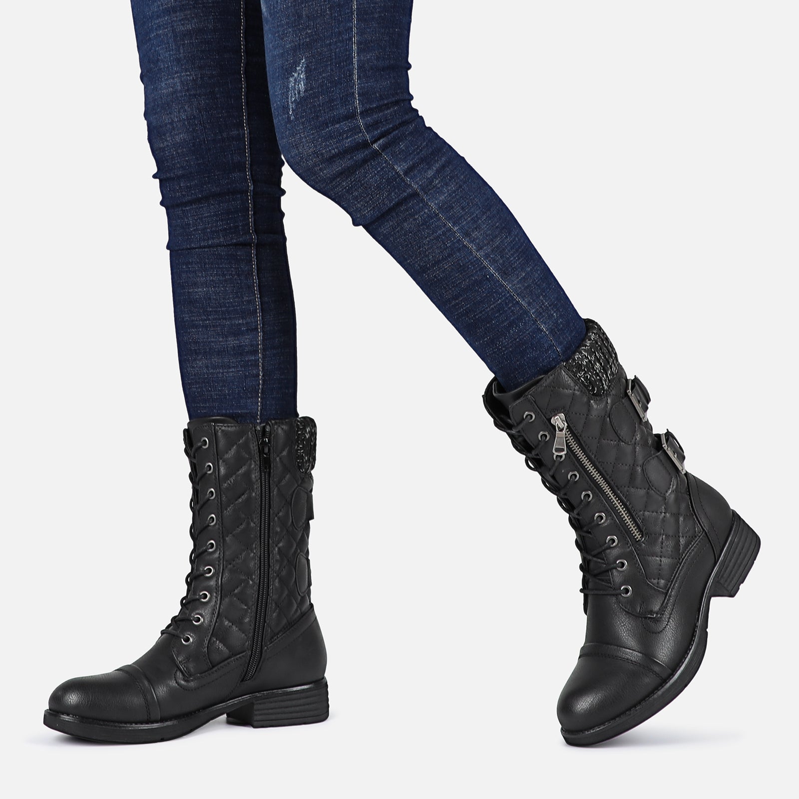 Black female combat clearance boots